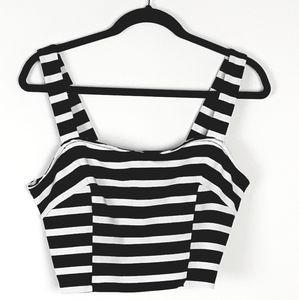 Express Black & White Large Striped Crop Top |NWT